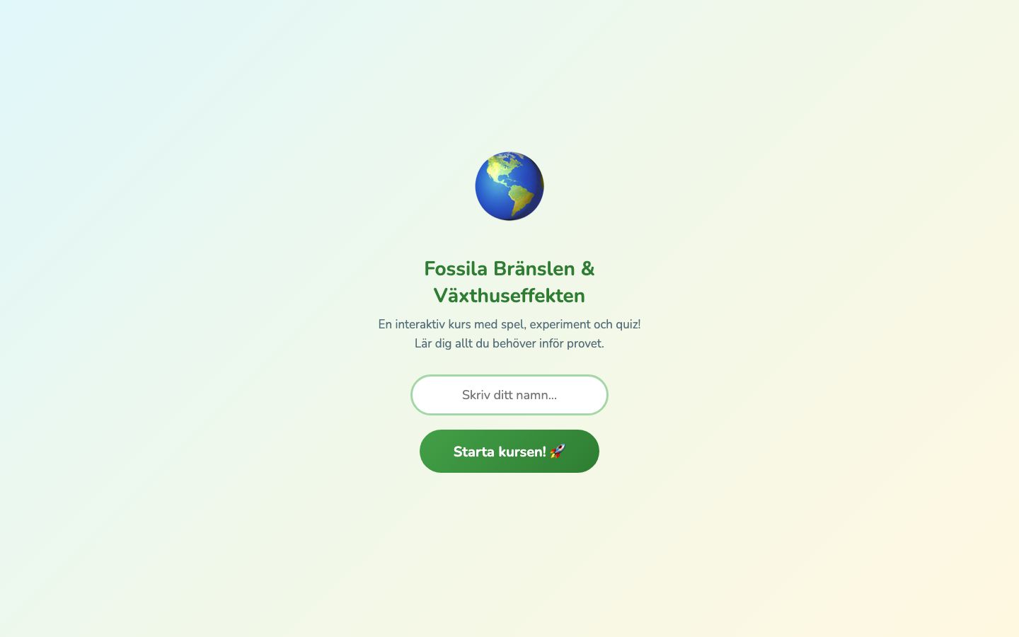 Lärspelet om fossila bränslen och växthuseffekten.