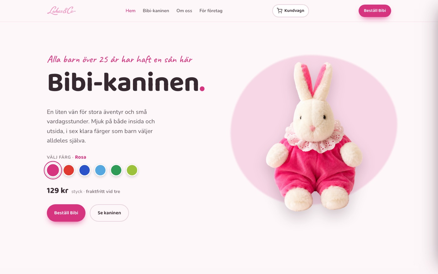 Webbshop för Bibi-kaninen från Lukas & Co.