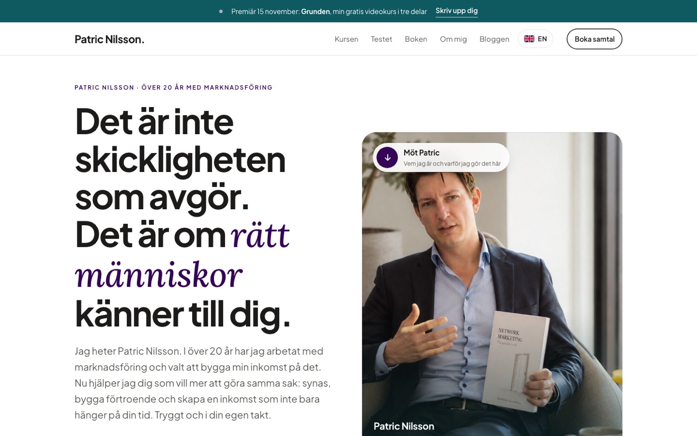 Patric Nilssons nya webbplats.