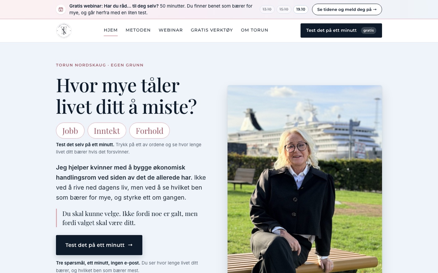 Torun Nordskaugs webbplats Egen Grunn.